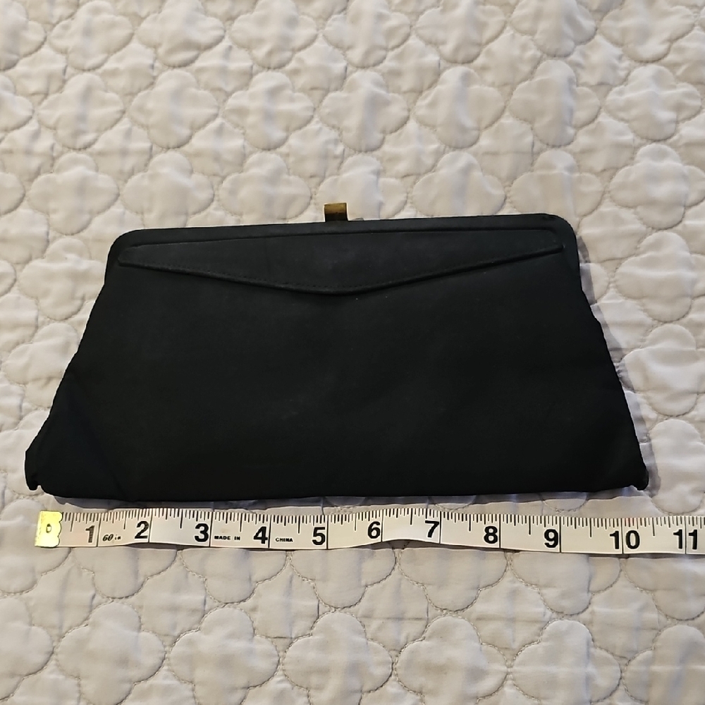 Vintage 1950s Black Fabric Clutch Purse – Classic Mid‑Century Elegance
